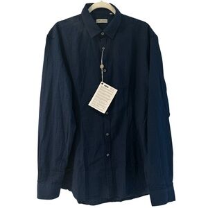 HOMME COUTURE Daniele Alessandrini Men Navy Linen/Cotton Shirt 43/17 NWT